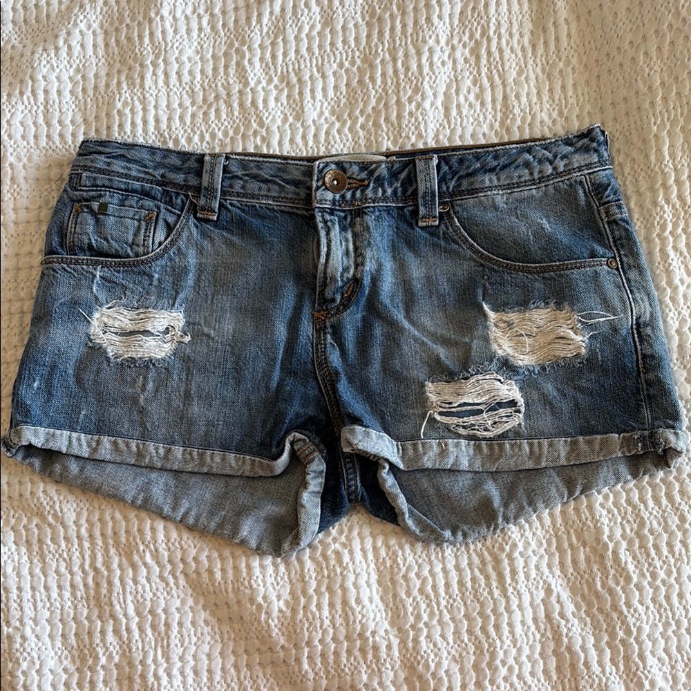 Denim Distressed Women's Shorts - Blue